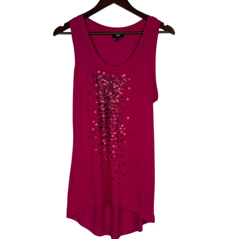 Mossimo Sleeveless Tunic Sequins Lightweight Tank Top Blouse M Fuchsia Pink - Picture 1 of 15